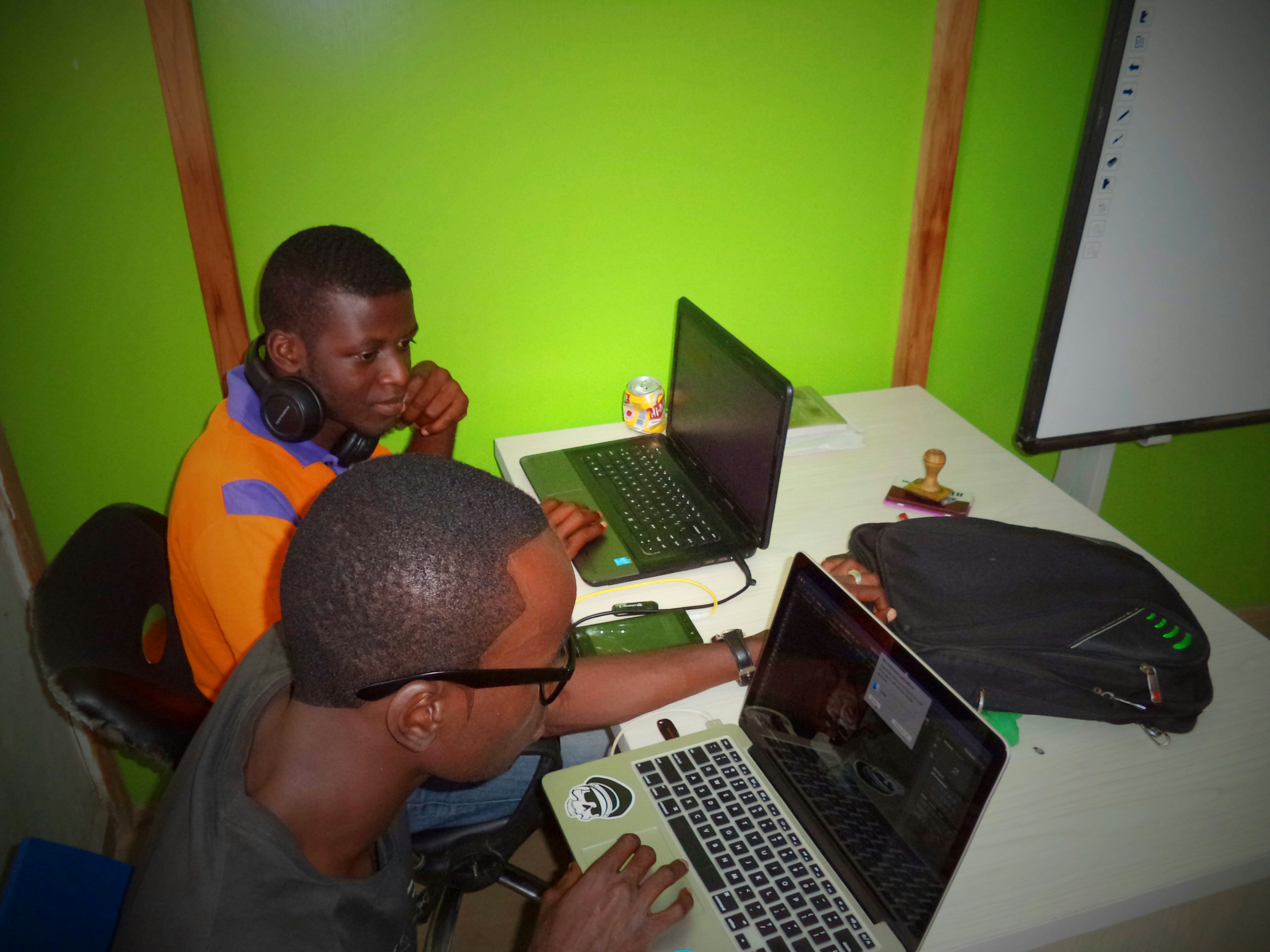 A learner on a laptop in Nigeria